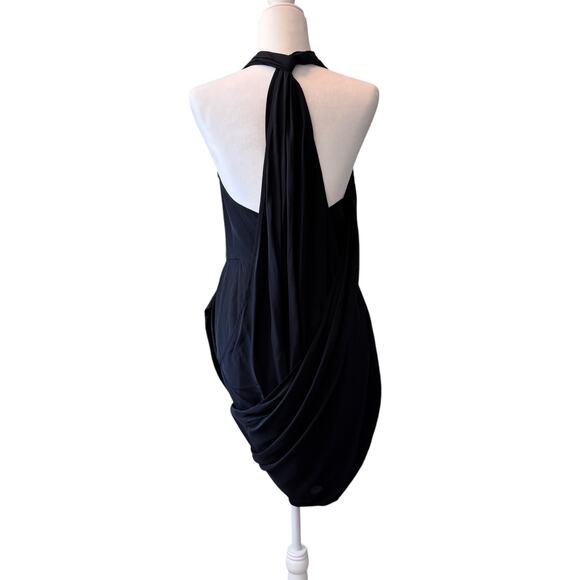 Zimmermann Sueded Draped Silk Halter Neck Cocktail Dress Size 2 Black Pleated - Picture 3 of 10